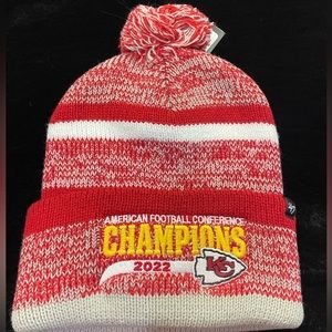 🆕 KC Chiefs American Football Conference Champions “2022” Brand ‘47 Pom Beanie